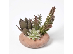 Homescapes Artificial Succulent Arrangement In Decorative Round Terracotta Pot, 15cm Tall