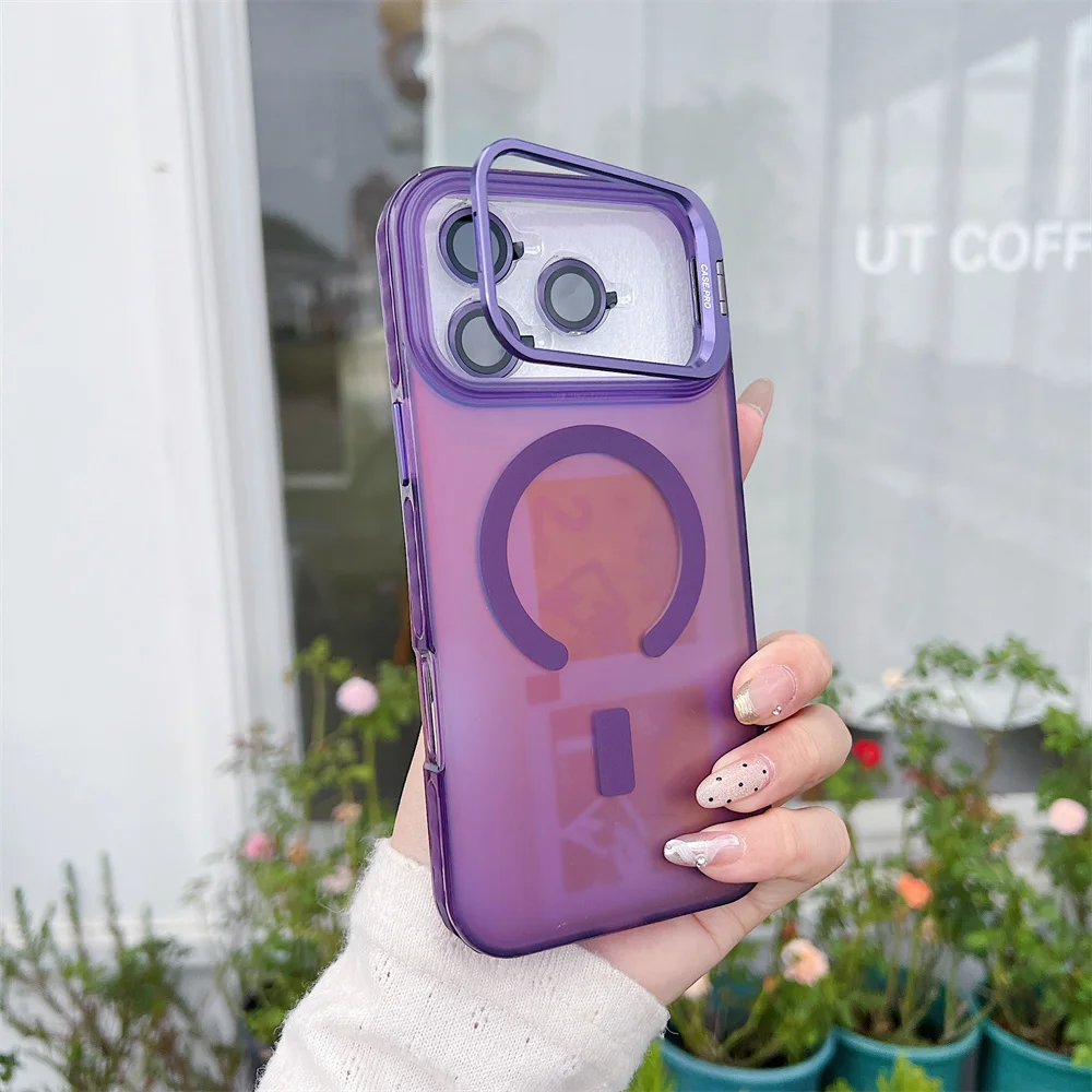 (iphone 13 Pro Max, Morado) Funda Magnética Magsafe Para Iphone Con Protección De Lente Y Cubierta Metálica.