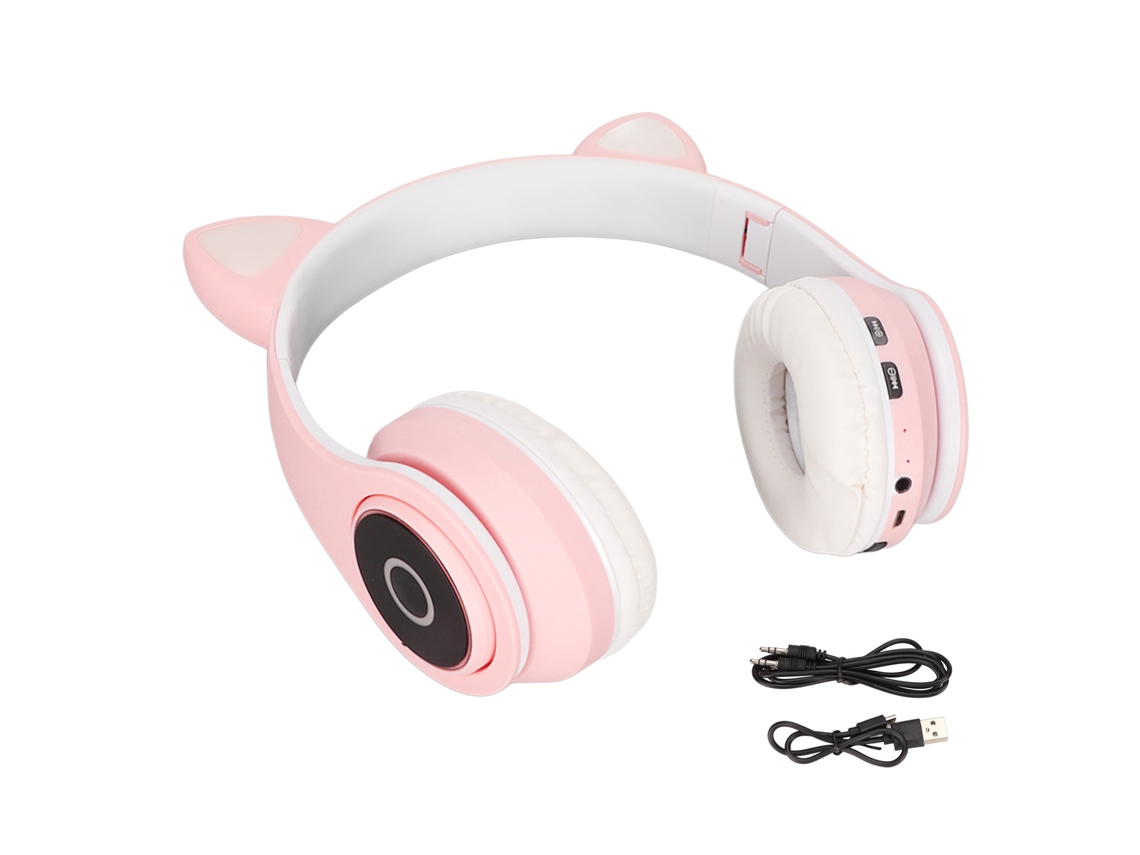 Auriculares Bluetooth Con Orejas De Gato Y Graves Ajustables, Auriculares Inalámbricos Portátiles Para Niños (rosa)