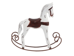 Cavalo de Balanço Madeira Mão Branco Brinquedo Infantil