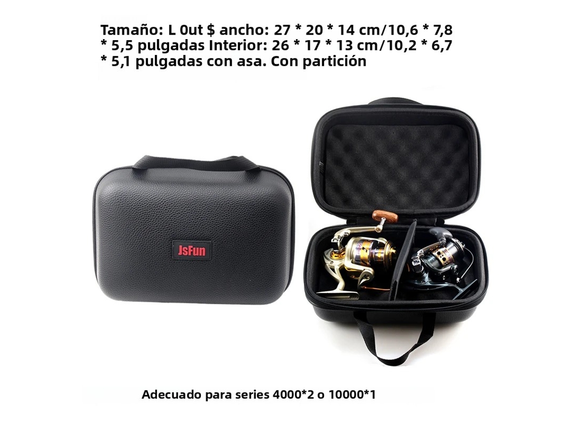Caja de almacenamiento para cañas de pescar en PU, impermeable y resistente a impactos, apta para uno o dos carretes. Mdug (l)