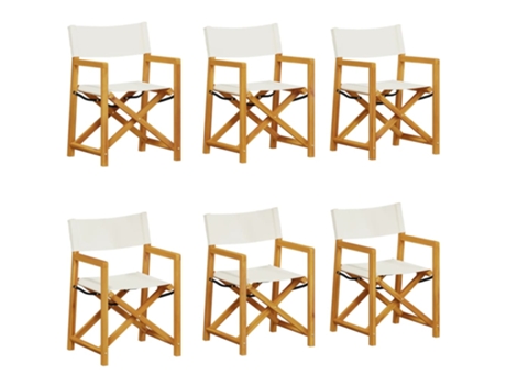 Conjunto 6 Sillas de jardín plegables VIDAXL tela blanco crema