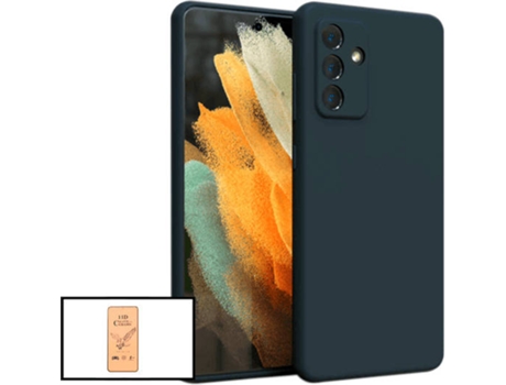 Kit Cristal Templado CeramicGlass Full Cover y Funda Silicona Samsung Galaxy M52 5G PHONECARE Negro