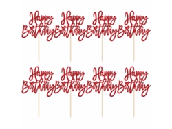 Topper Polski De Cartulina Roja Con Purpurina 30 Uds Preensamblado Para Cupcakes Y Postres De Cumpleaños