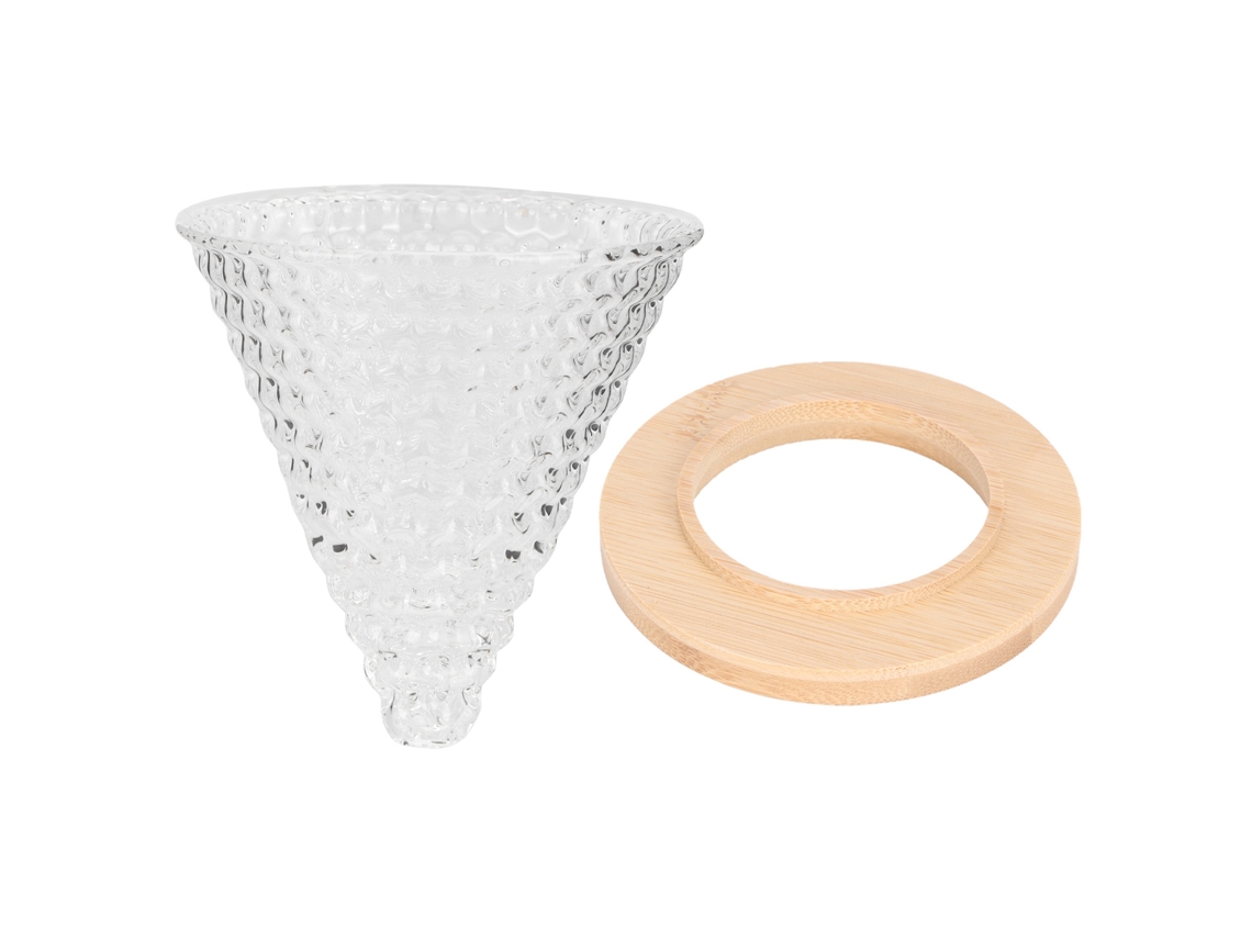Embudo De Goteo Con Filtro De Café De Vidrio Reutilizable Con Base De Madera Para Cocina Y Oficina.