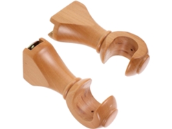 Soportes Para Barra De Cortina De Madera Maciza Natural, Juego De 2 Soportes Dobles, Base De 28 Mm