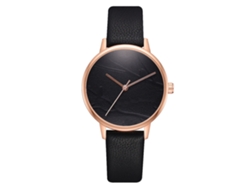Reloj De Pulsera Para Mujer Con Correa Ajustable De Pu, Reloj De Cuarzo Con Esfera Redonda Negra.