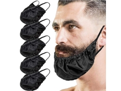 Juego de delantal facial de 5 piezas para afeitar, protector de barba, guardián de barba con banda elástica y malla impermeable.