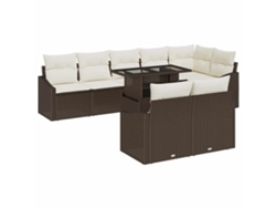 Maison Exclusive - Conjunto De Sofá De Jardín Con Cojín 9 Pcs Marrón Y Crema