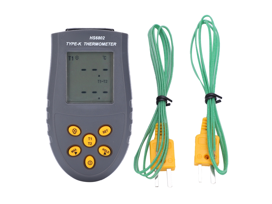 Termómetro Digital De Doble Canal Hs6802 Con Pantalla Lcd Para Medición De Temperatura.