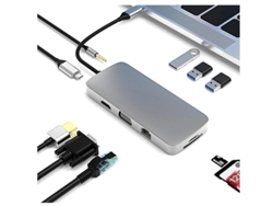 Hub USB C Lector de tarjetas USB C a HDMI y SD Adaptador de audio USB C a 3,5 mm y adaptador Ethernet Puerto VGA a USB C 3 puertos USB YIZHOOD
