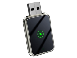Adaptador Carplay Inalámbrico Q1j Dorado Champaña Con Borde Metálico Conexión Rápida Baja Latencia Plug And Play Auto
