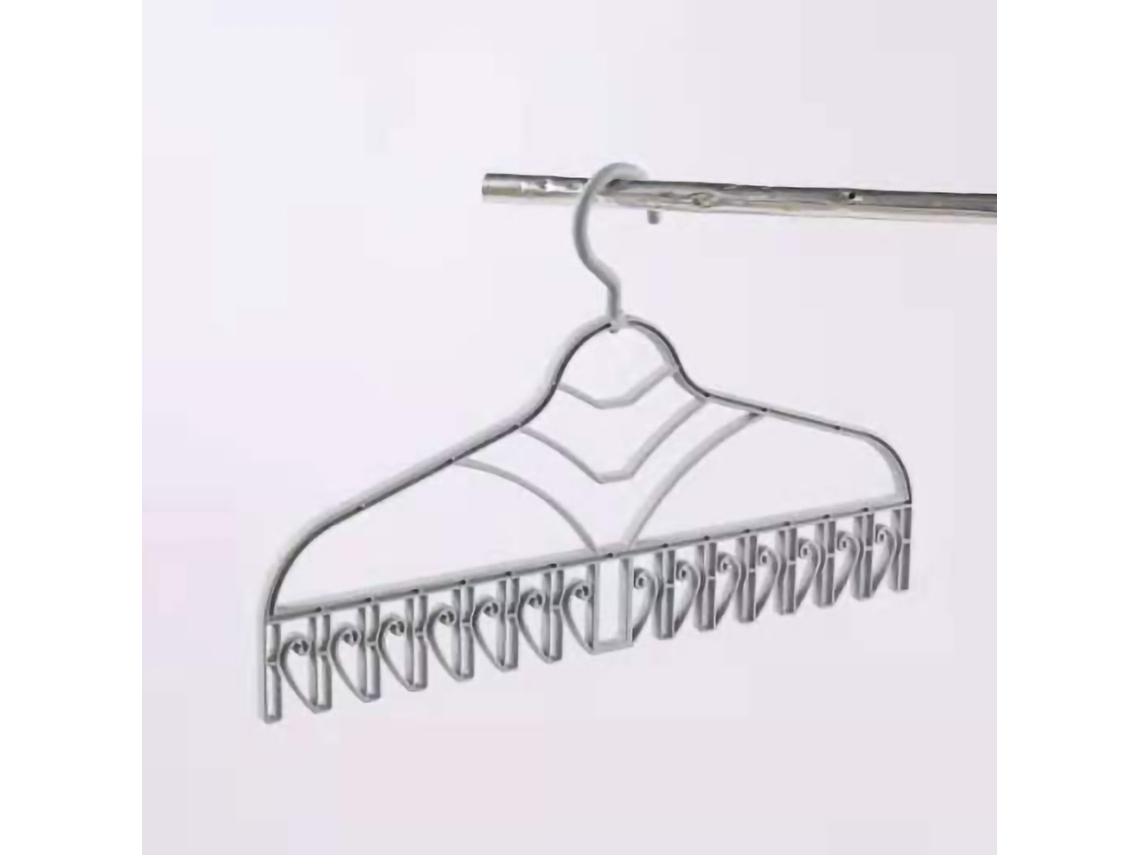 Percha Multifuncional De Plástico Con Gancho En V Y Pinza Resistente A Los Arañazos - Gris
