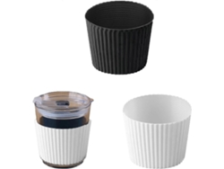 2 Piezas Fundas De Silicona Para Vasos Negro Y Blanco Resistente Al Calor Antideslizante Reutilizable Protector Para Botellas Vidrio Tazas