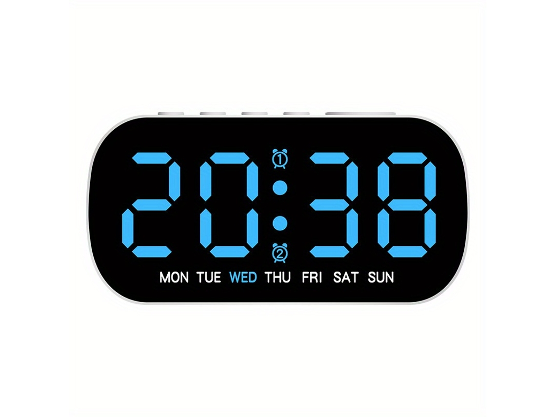 Reloj Digital Compacto Con Función De Alarma Usb Dual, Indicador De Temperatura E Indicador De Día/fecha, Ideal Para El Escritorio.