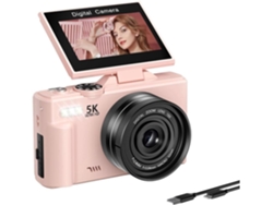 Cámara Digital 5k Con Enfoque Automático, Wifi, Pantalla Abatible De 180°, Compacta Para Fotografía.