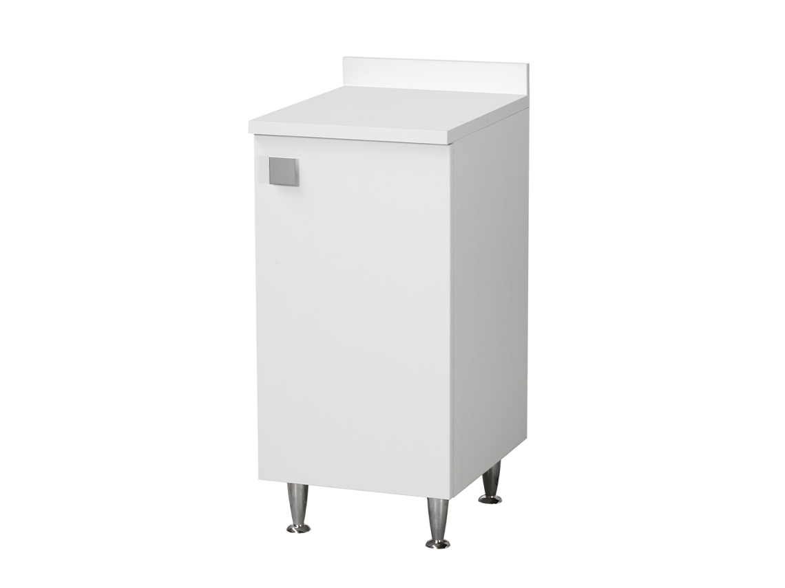 Mueble bajo con panel trasero blanco | Patas de metal | Estante ajustable | Premontado The White Stone