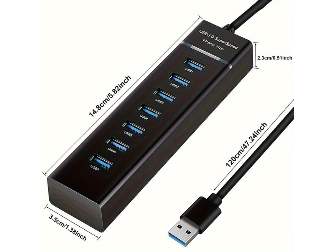 Concentrador USB 3.0 de 7 puertos, adaptador iluminado. Tadvyyvayotoy