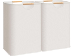 Paquete De 2 Cestas Grandes Para La Colada Con Asas De Bambú, Plegables, 80 L, Color Blanco