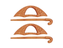 2 Broches De Madera Bonitos Y Duraderos Con Forma De Paraguas Para Bufanda Y Suéter.