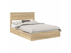 Maison Exclusive - Cama Con Almacenamiento Con Cabecera Roble Sonoma 140 X 200 Cm
