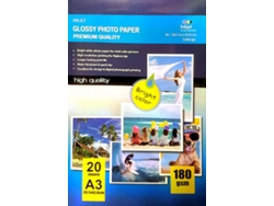 Papel Fotográfico Chorro de Tinta A3 Brillante (180g / 20 hojas)