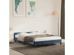 Estructura De Cama Sin Colchón Terciopelo Azul Oscuro 140x200cm