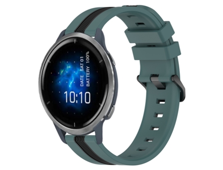 Correa de reloj inteligente para Garmin Venu 2 Correa de reloj de silicona vertical bicolor de 22 mm (verde + negro)