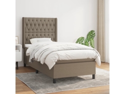 Cama Box Spring Con Colchón Tela Gris Taupe 90x190 Cm