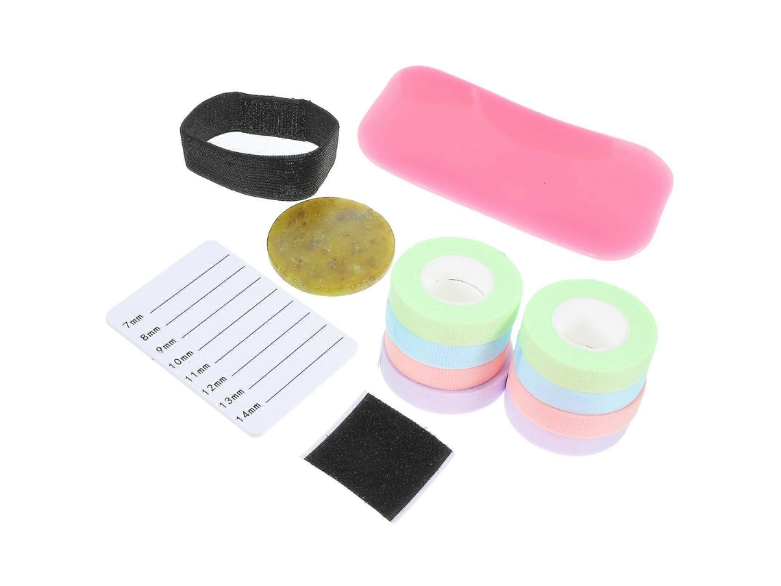 Kit de extensión de pestañas de 11 piezas: incluye tiras adhesivas, adhesivo para pestañas, almohadilla de silicona y jade para pestañas. Rosewell