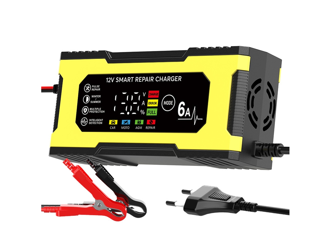 Cargador De Batería De Coche, Mantenedor De Batería De Coche Inteligente 12v6a Para Coche, Camión, Motocicleta, Batería De Plomo-ácido Marino Chrui
