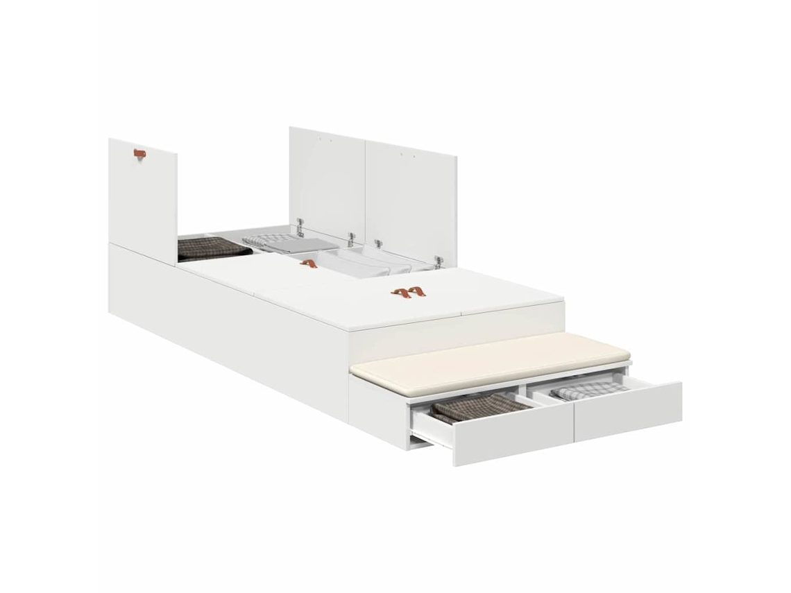 Cama Individual | Cama Con Almacenamiento Con Cajón 80 Cm Madera Contrachapada