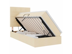 Syfax™ Cama De Almacenamiento Led Con Colchón Crema 90 X 200 Cm Tela