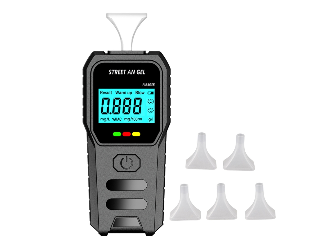 Alcoholímetro Portátil, Analizador De Aliento Digital Con 5 Boquillas Y Pantalla Lcd.