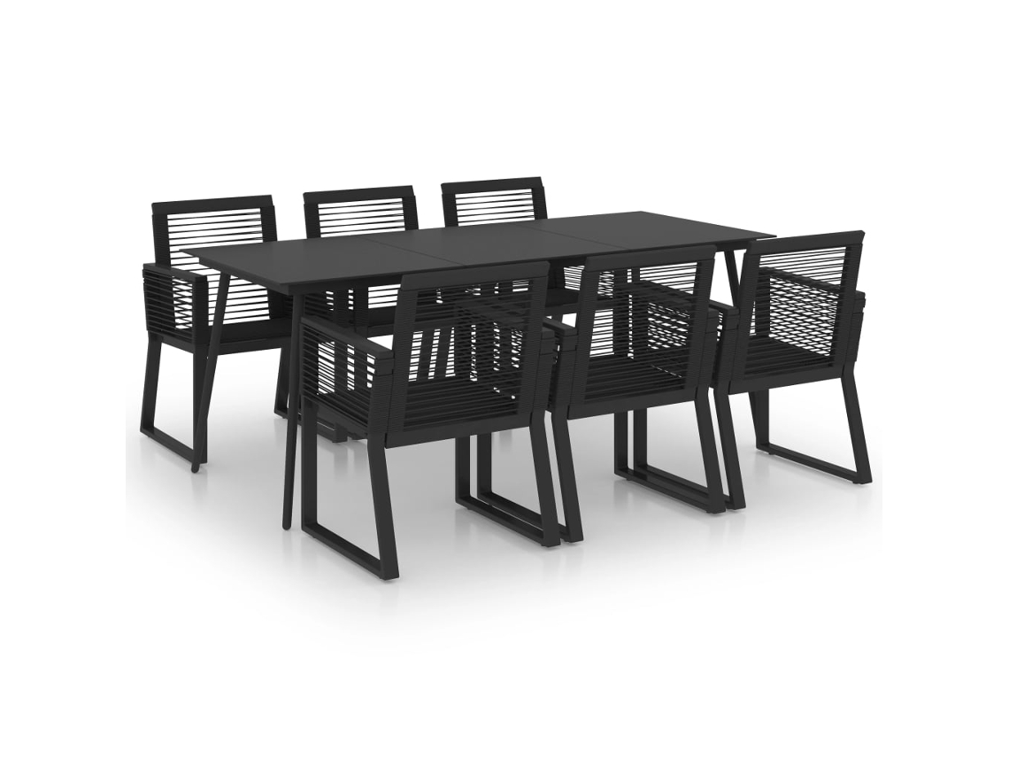 Maison Exclusive - Juego De Comedor Para Jardín 7 Piezas Ratán Pvc Negro