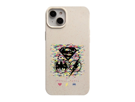 Funda Oficial Dc Comics Liga La Justicia Símbolos Píxeles Warner Bros Compostable para iPhone 14 PHONECASES3D