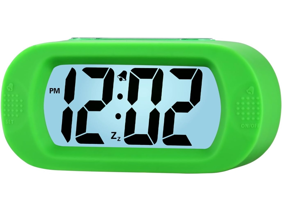 Alarme Infantil, Com Grande Tela Digital De Cristal Líquido, Função Dorminhoco E Luz Noturna. - Verde