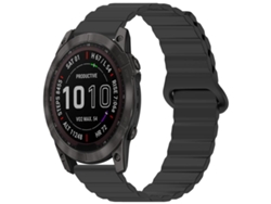 Bracelete Para Garmin Fenix 8 / 7x / 6x / 5x (26mm) - Silicone Magnético Brilhante Preta
