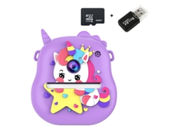 Cámara instantánea Eifson S8, cámara dual HD de 4800 W, pantalla IPS 2.0 con tarjeta de memoria de 32 GB (Unicornio morado)