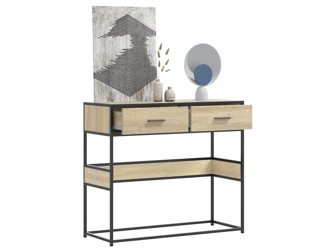 Mesa Consola | Mesa De Entrada | Mesa De Apoyo De Madera De Ingeniería Roble Sonoma 90x35x80 Cm
