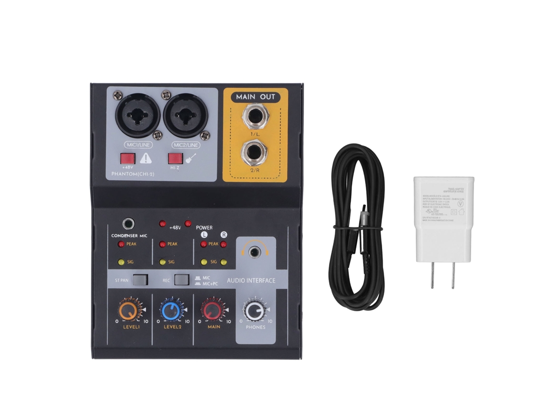 Mezclador De Grabación De 2 Canales Con Tarjeta De Sonido Usb Externa, Bajo Nivel De Ruido, 48 V Para Transmisión En Vivo Y Karaoke.