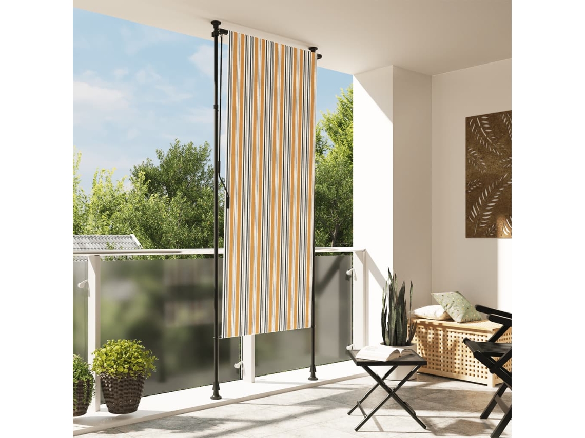 Persiana enrollable exterior de acero amarillo y blanco, 100 x 270 cm, DKD Home Decor