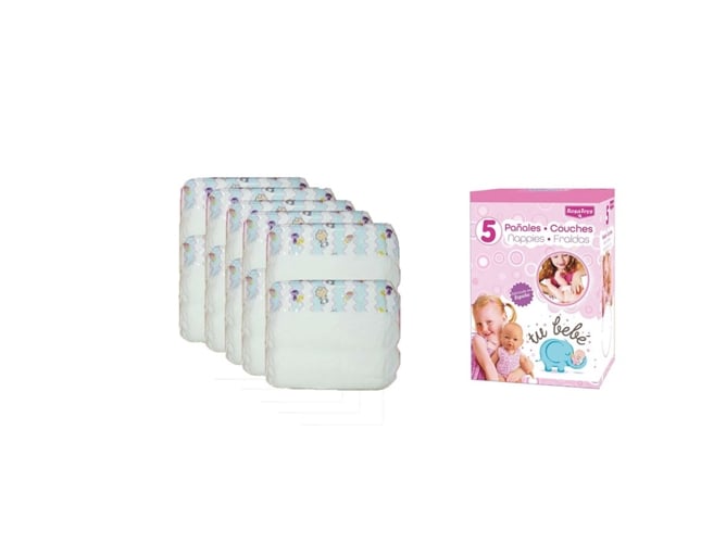 Accesorios de Muñecos ROSA TOYS Juego de 5 Pañales