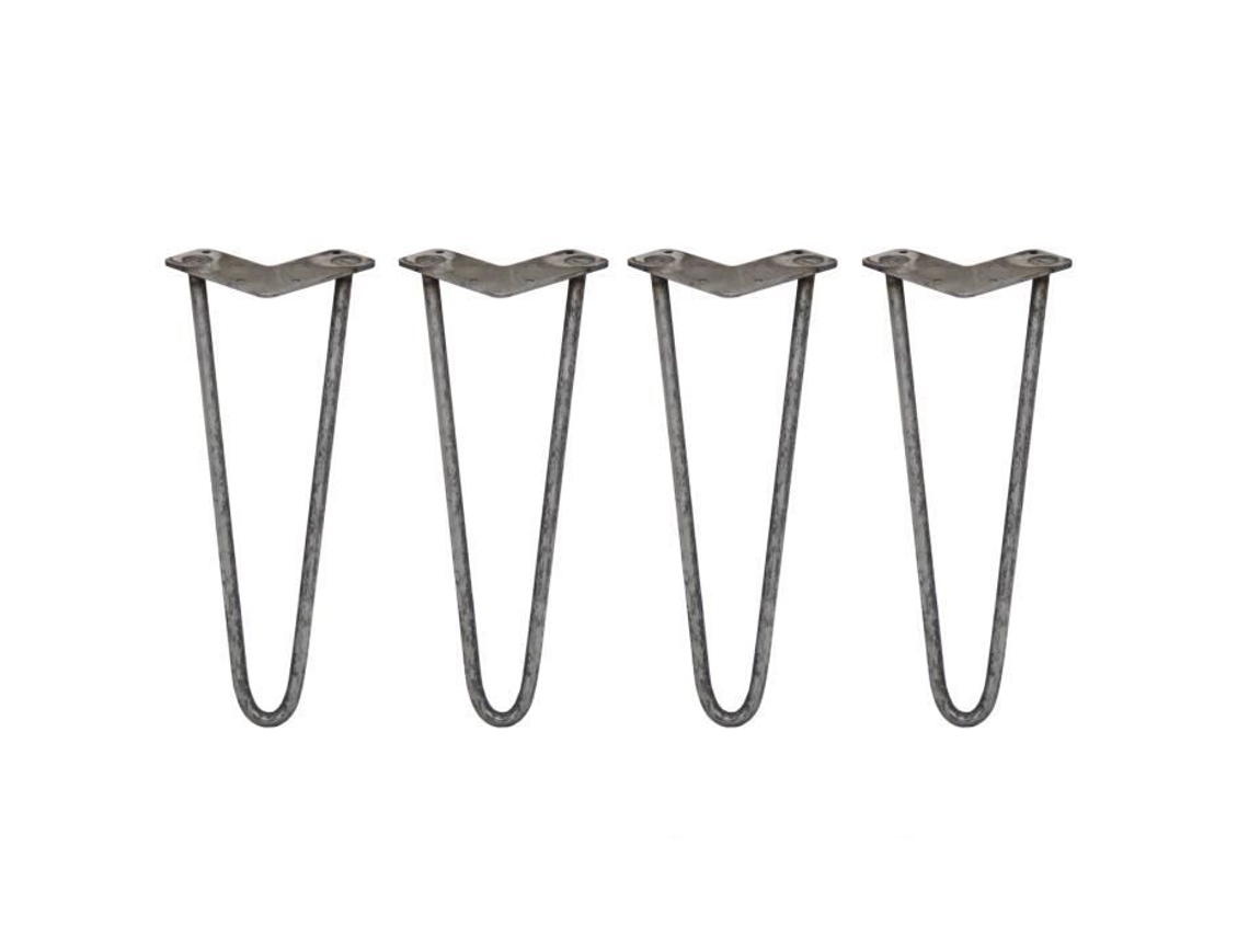 4 Patas de Mesa en Gancho de Cabello 35 5 Cm 2 Varillas de Acero Color Natural Espesor 12 Mm