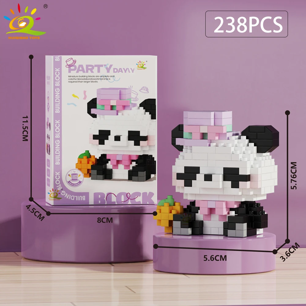 Fofo Panda Miniaturizado En Bloques De Montar, Modelo 3d Diamante, Brinquedo Faça Você Mesmo