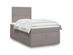 Cama Box Spring Con Colchón Tela Gris Taupe 120x200 Cm