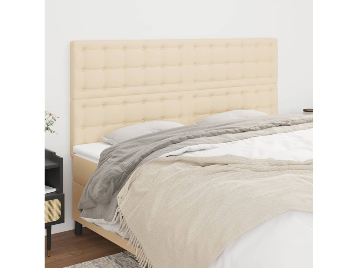 Cabeceros 4 Unidades De Tela Color Crema 100x5x78/88 Cm