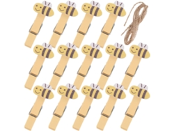 20 Pinzas Madera Amarillas Cordón Sintético Duraderas Versátiles Decorativas Fotos Ideales Hogar Manualidades