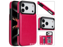 Capa Para Celular Com Fecho Duplo E Compartimento Para Cartão Sim.vermelho Rosado - Iphonehone 12/12 Pro (6.1)