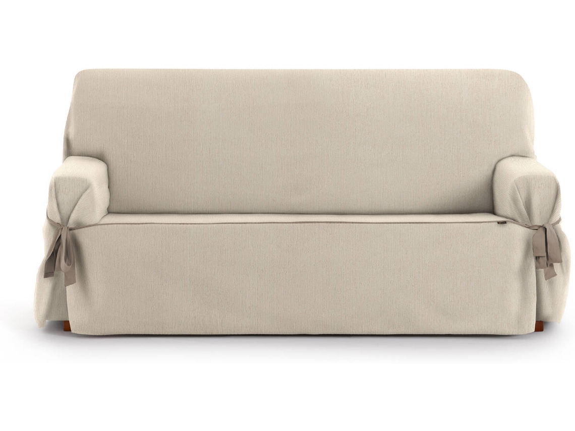 Funda de Sofá 2 Plazas EYSA Mid con Lazos (110 x 70 x 180 cm - Poliéster y Algodón - Crudo)